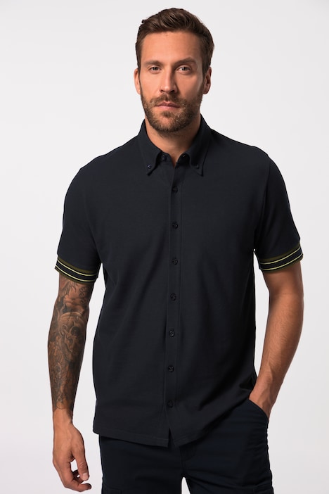 Piqué-Hemd, Halbarm, Buttondown-Kragen, Modern Basic Fit, bis 8 XL