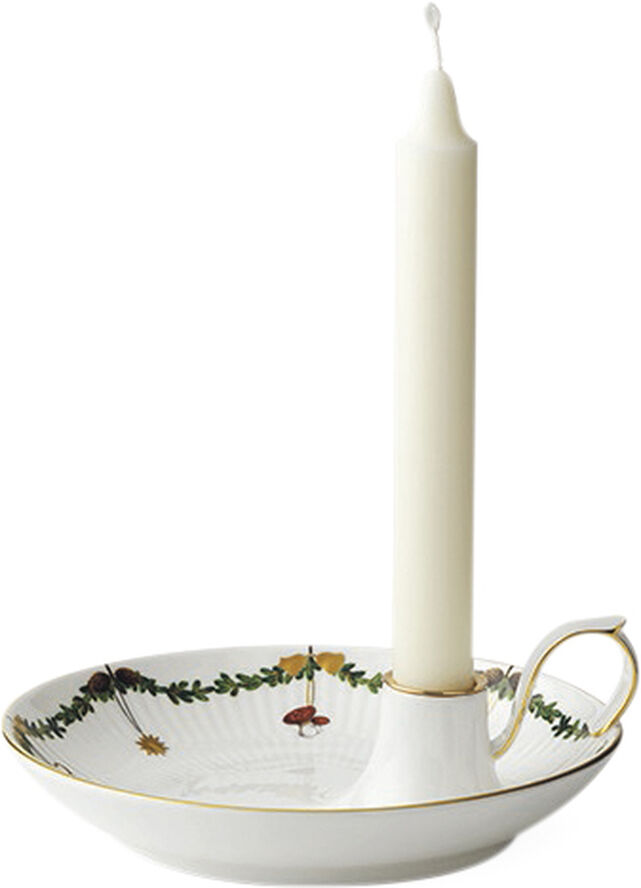 Royal Copenhagen Stjerne Riflet Jul lysestage Hvid, multi
