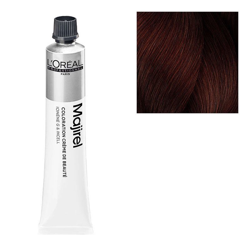 Coloration permanente Majirel 4.56 châtain acajou rouge