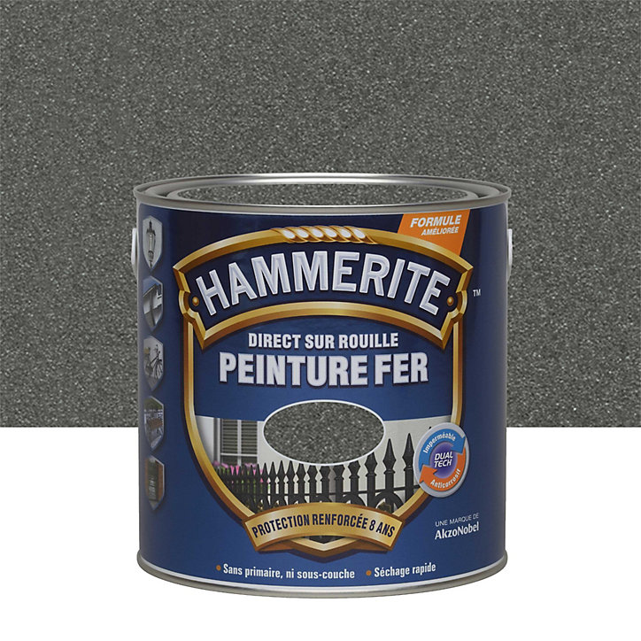 Peinture métal direct sur rouille Hammerite forgé gris zinc 2,5L