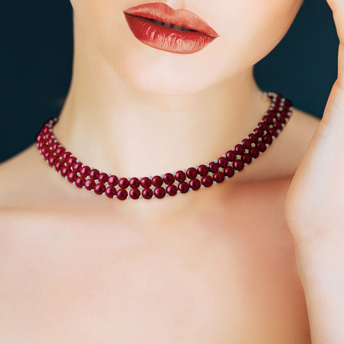 Pearl Addict Collier 2 Rangs Perles d'Eau Douce cherry