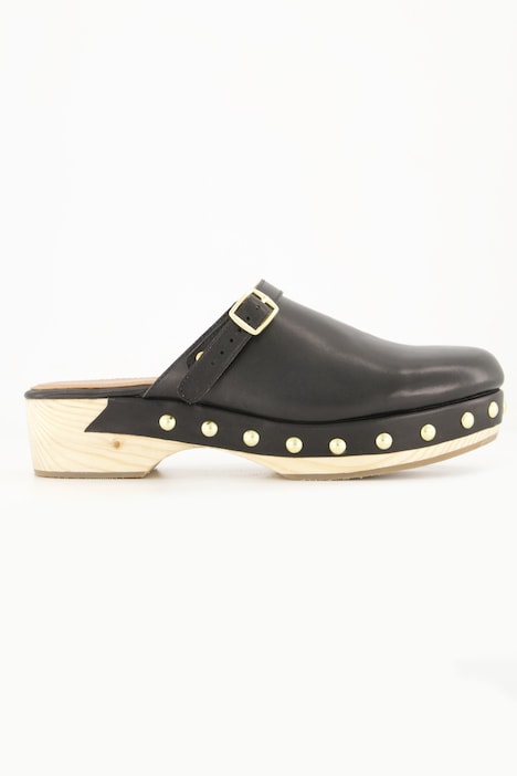 Clogs, Holzsohle, Nieten, Blockabsatz
