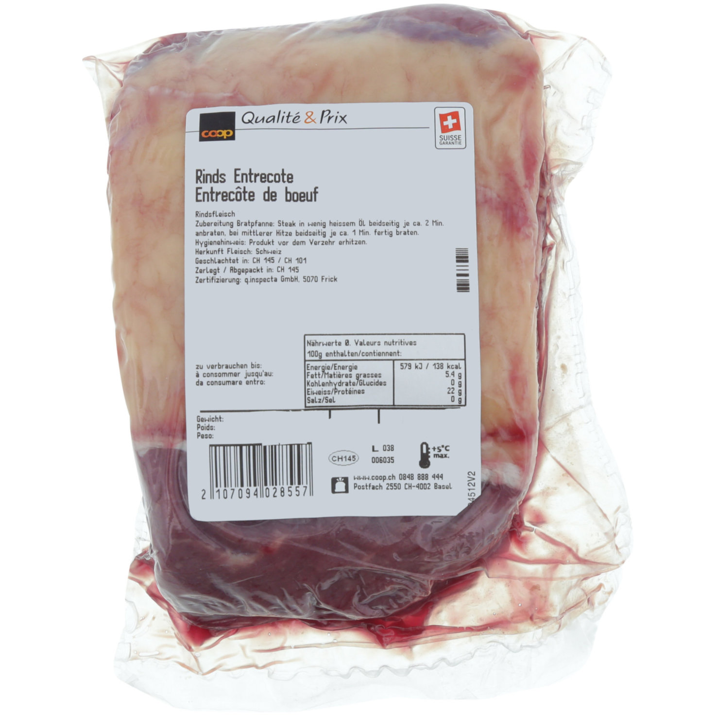 Rindsentrecôte 900g