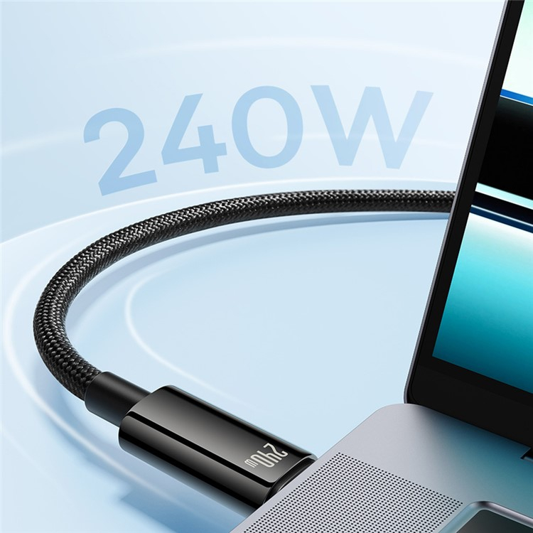 (2m) 240W USB C auf USB C Nylon Ladekabel PD Datenkabel - Schwarz