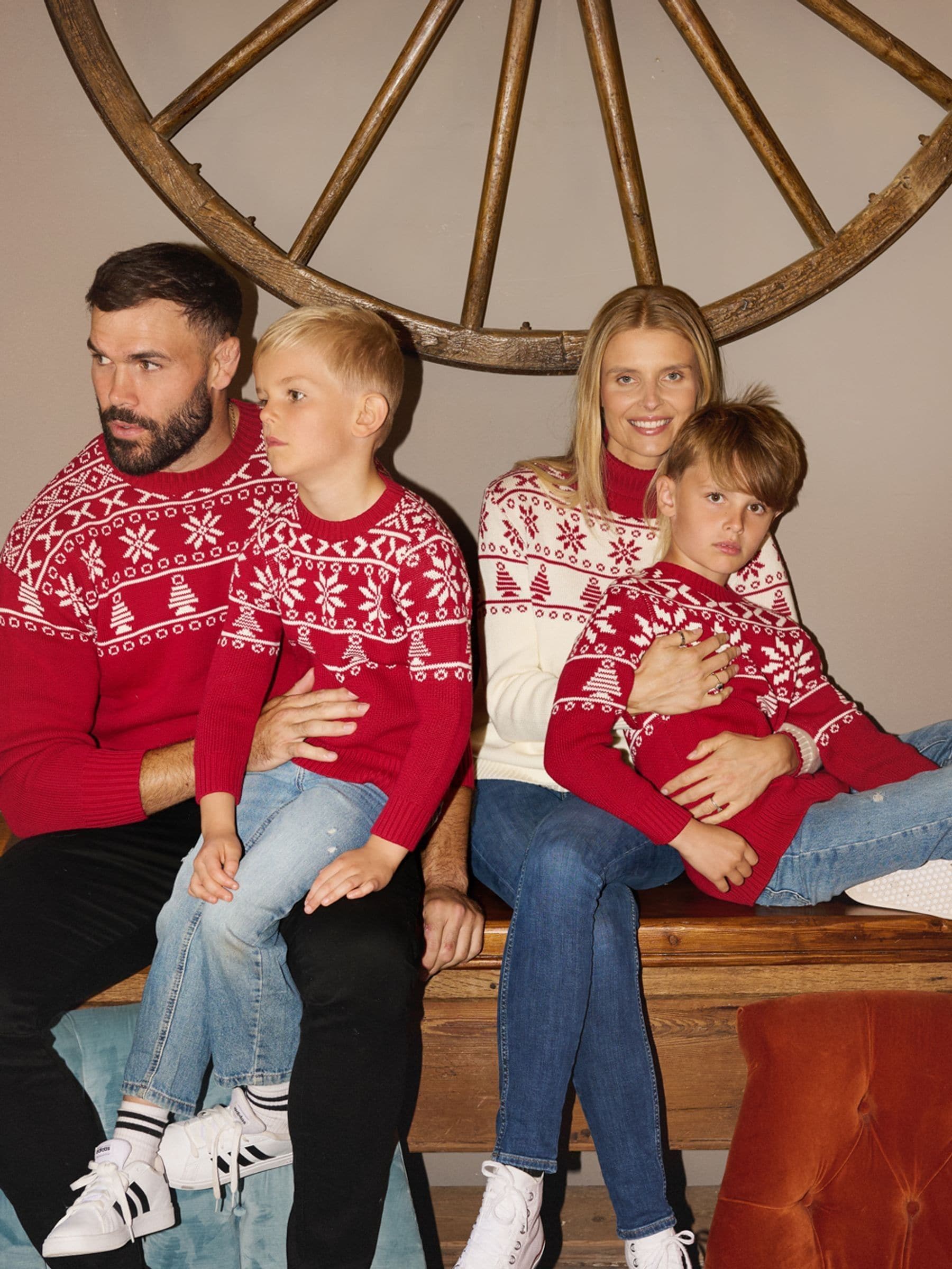 The Little Tailor rode Kerstmis Trui van katoen met half fairislemotief
