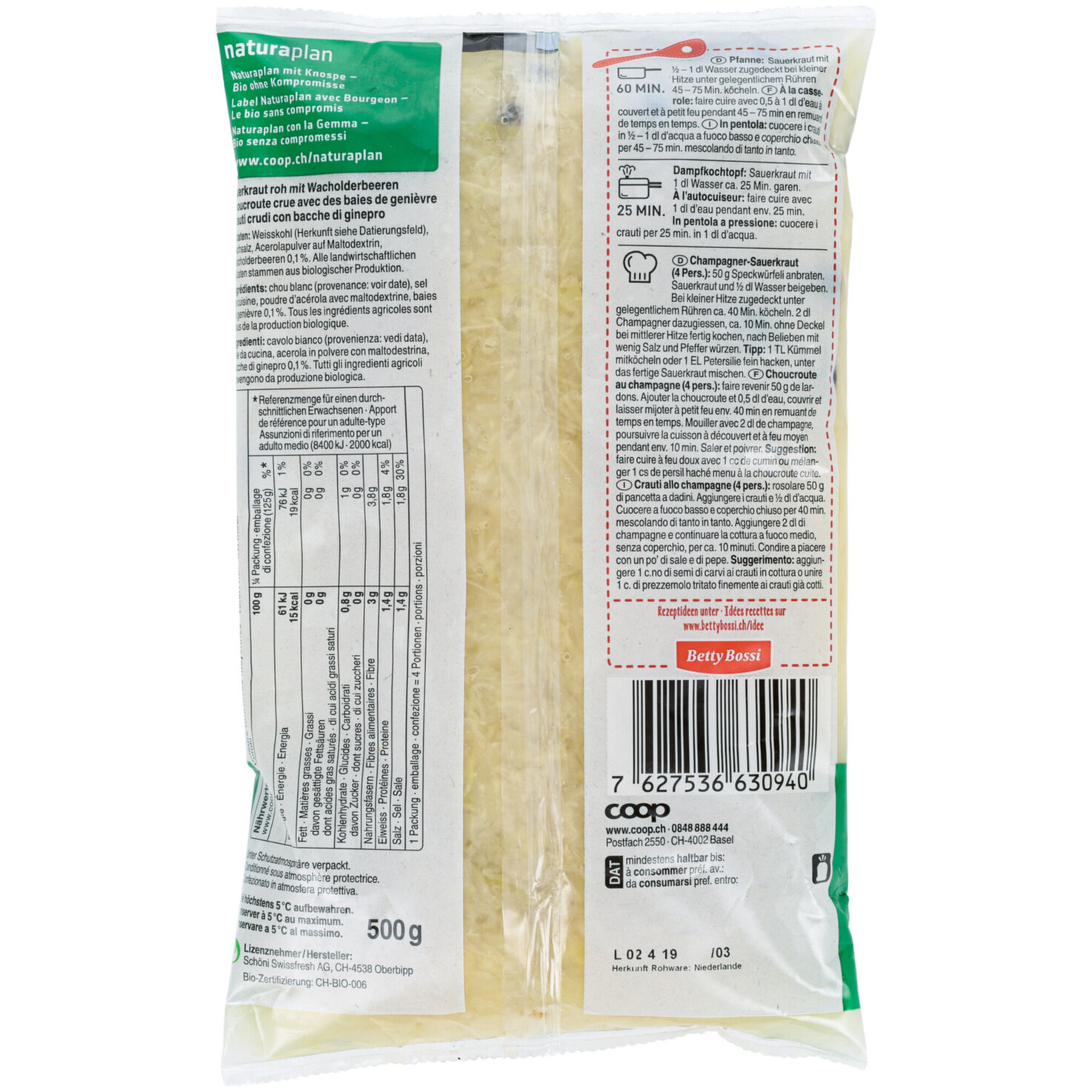 Naturaplan Bio Sauerkraut roh -