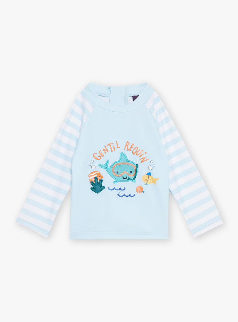 T-shirt de bain ciel et blanc à manches longues
