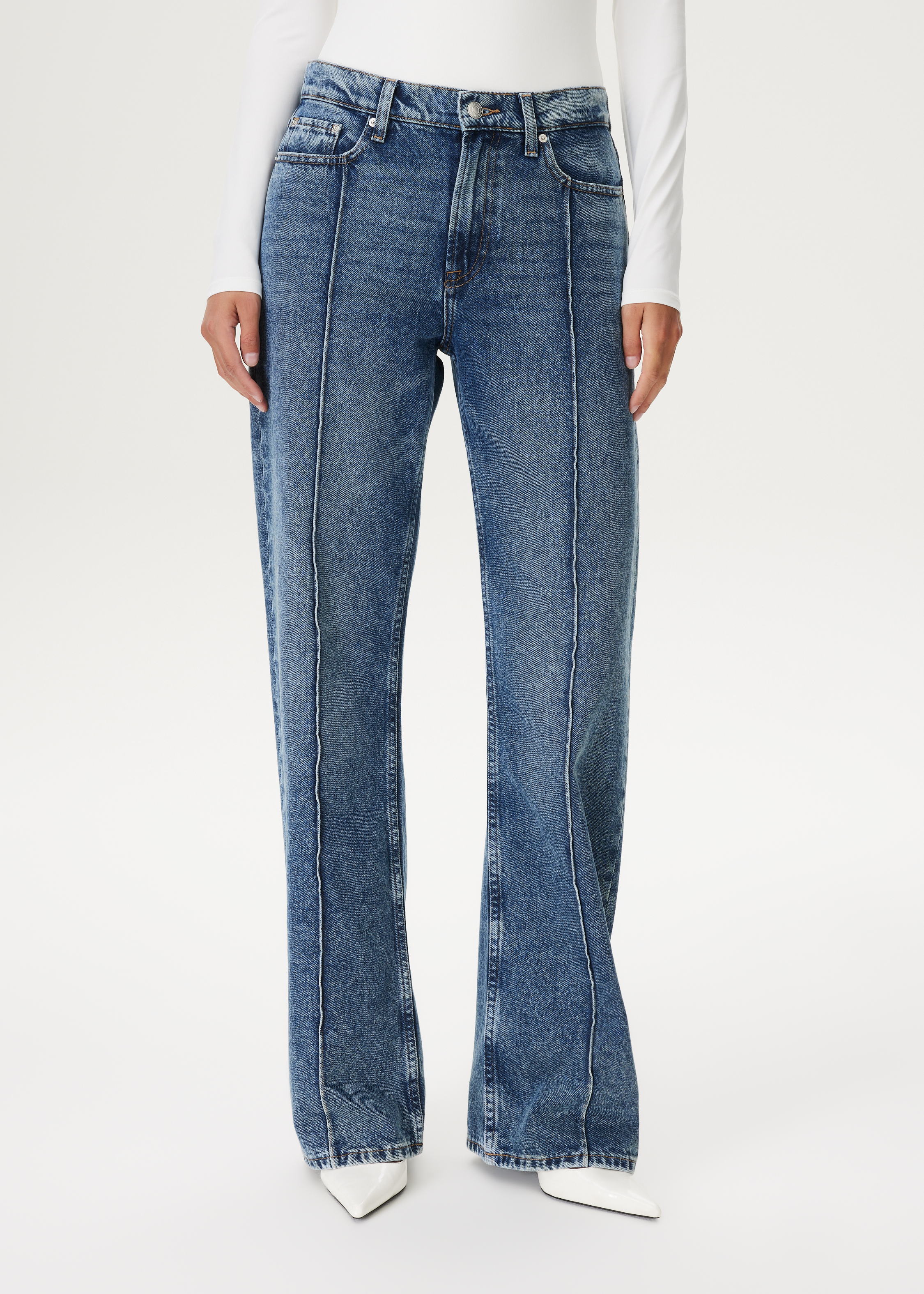 TESS - straight leg jeans pintuck