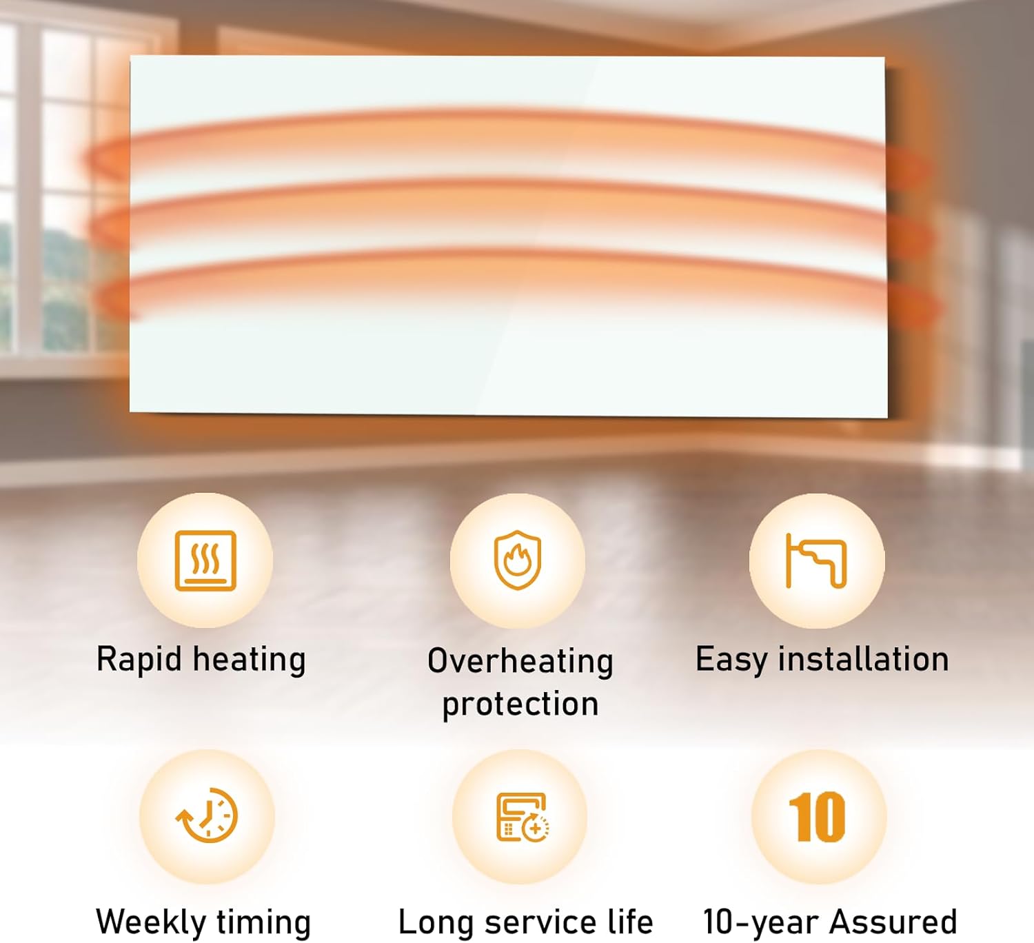 Infrarot-Glasheizung 600W – Infrarotheizung Wandmontage bis 120 Grad Celsius für 10-20㎡ - Smart-Elektroheizung mit Fernbedienung & WiFi (Tuya APP) - TÜV - 10 Jahren Garantie - Weiß