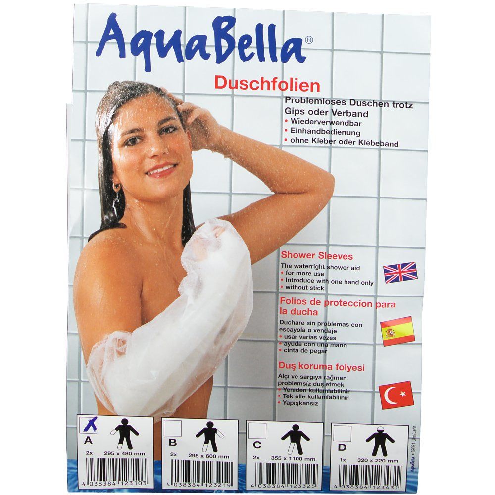 AquaBella® Duschfolie A für Hand,Fuß oder Arm kurz 195 x 480 mm