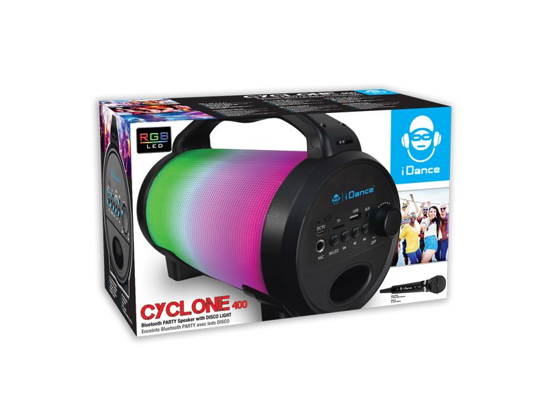 iDance Karaoke Cyclone 400 Drahtloser Bluetooth-Lautsprecher inklusive Mikrofon