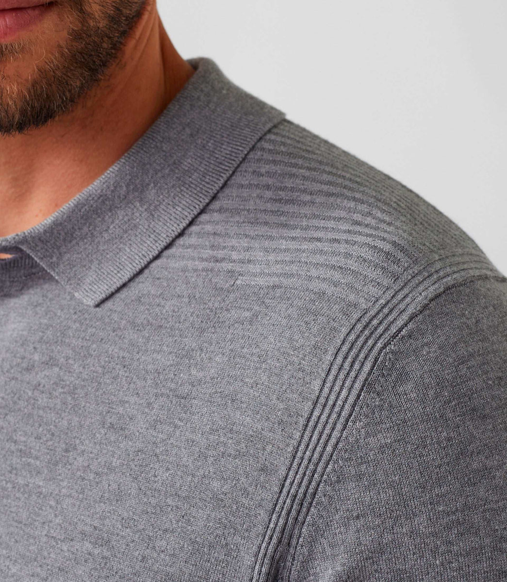 Polo manches longues gris chiné 