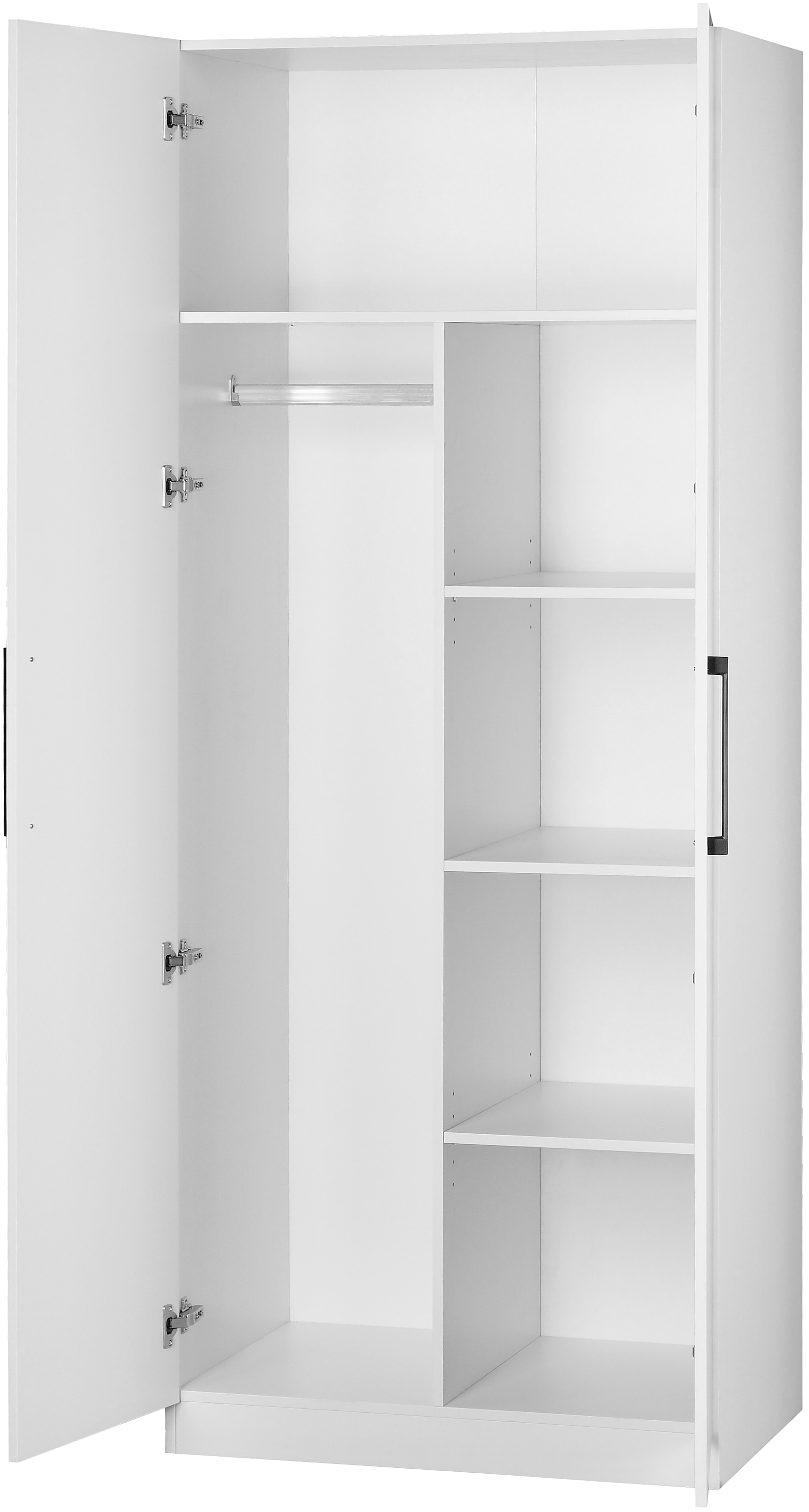 GOODproduct Kleiderschrank »Sylt Schlafzimmerschrank Garderobe Schrank Bestseller hochglanz« hochwertige Metall Griffe in schwarz,  Drehtürenschrank mit perfekter Innenausstattung, Breite 800cm
