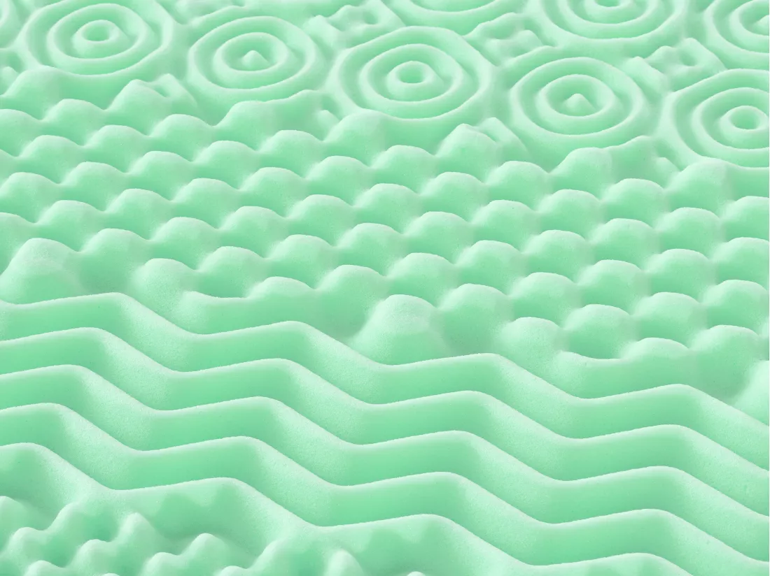 Surmatelas 140 x 190 cm mémoire de forme 7 zones aux extraits de thé vert ép.5cm - LESINI de NATUREA