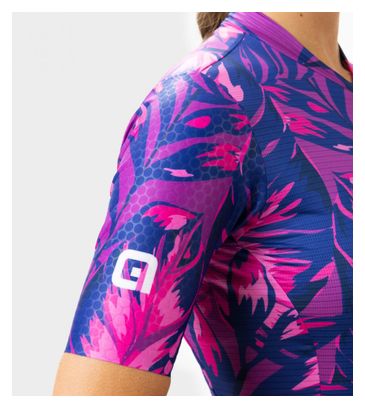 Maillot Manches Courtes Femme Alé Leaf Rose/Bleu