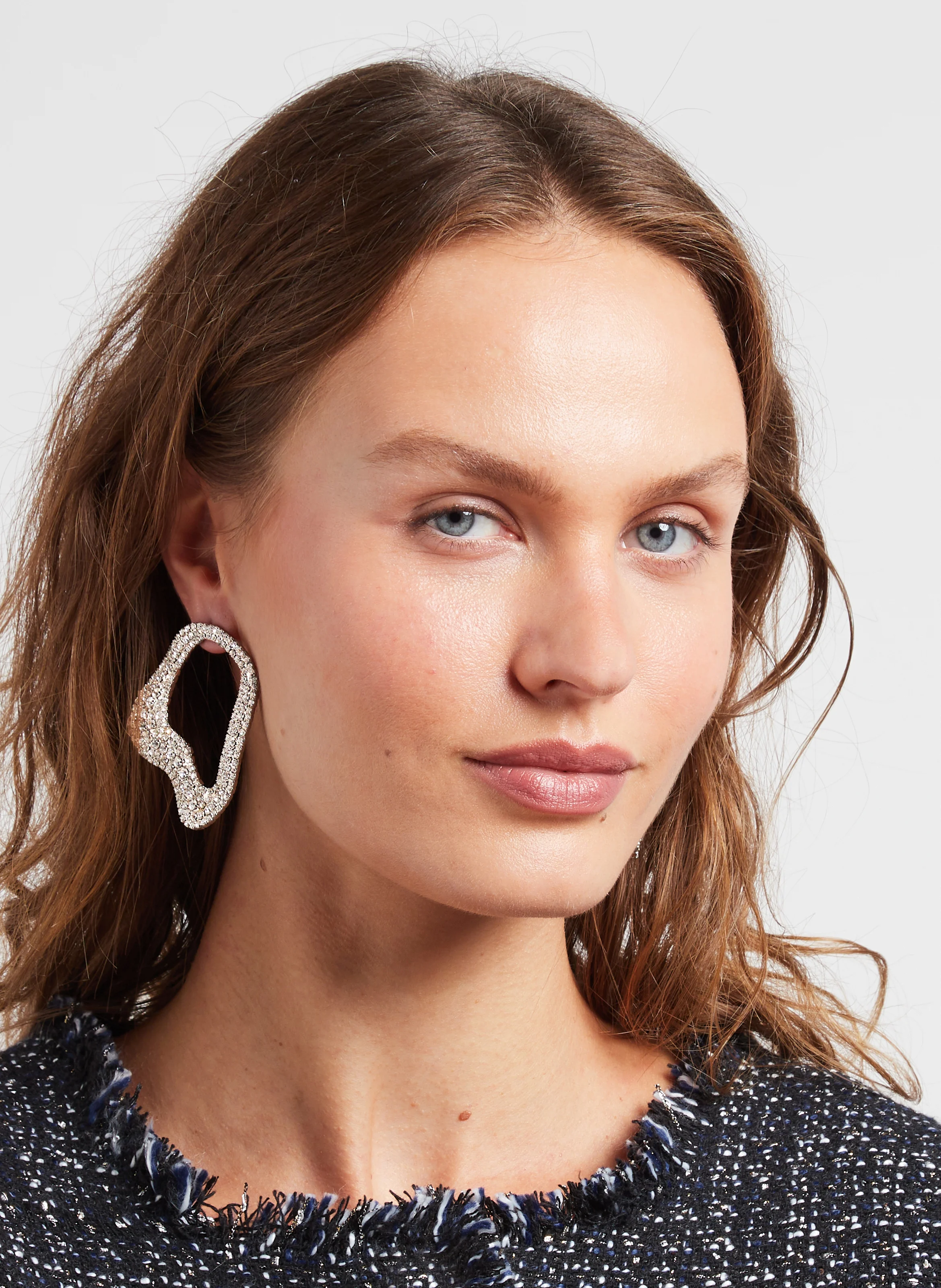 Boucles d'oreilles asymétriques cristaux | Blanc