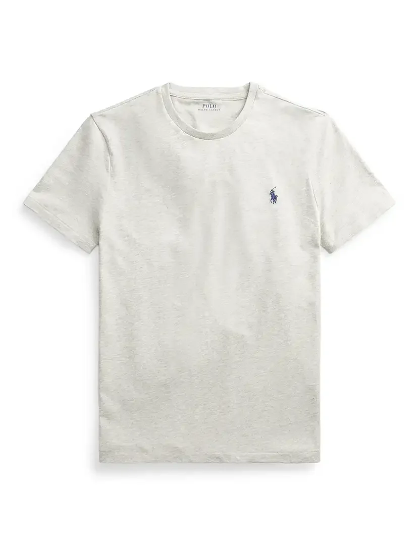 Slim Fit Gray T-Shirt with Blue Logo
