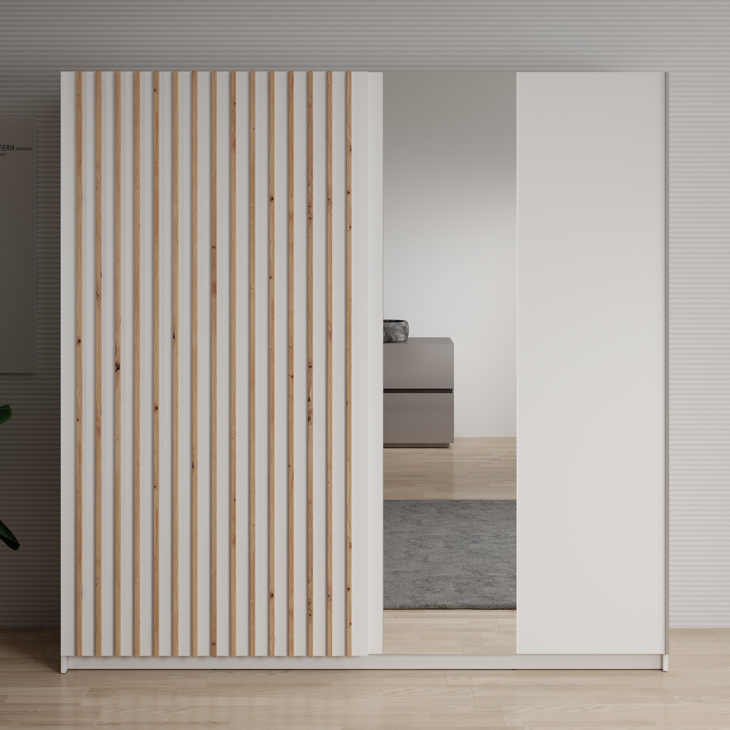 Deliryon - Kledingkast met schuifdeuren - Wit - 200x62x199 cm