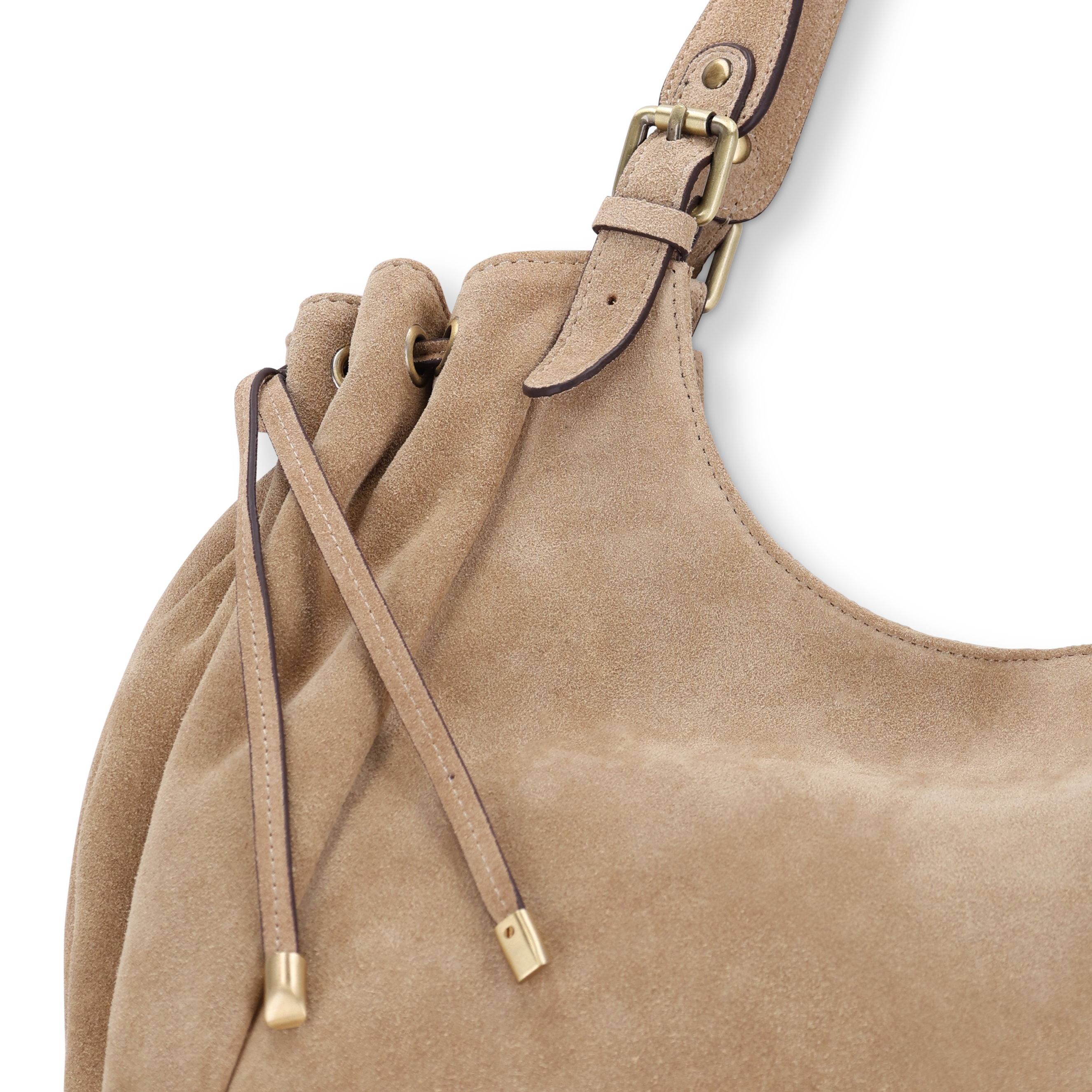Zandkleurige suède shopper