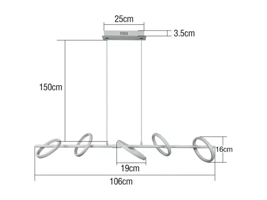 NETTLIFE Lampe à suspension LED moderne 31 W avec anneaux amovibles rotatifs blanc chaud 3000 K