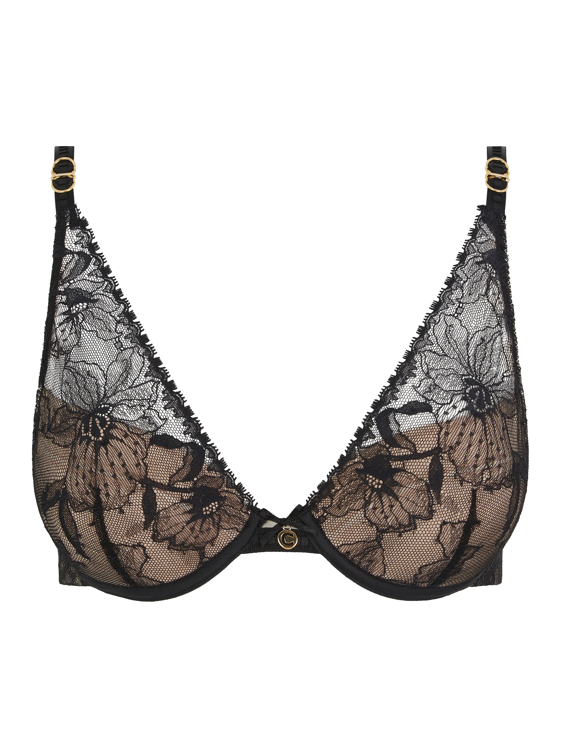 ORCHIDS - Soutien-gorge coques push-up avec dentelle de leavers | Noir