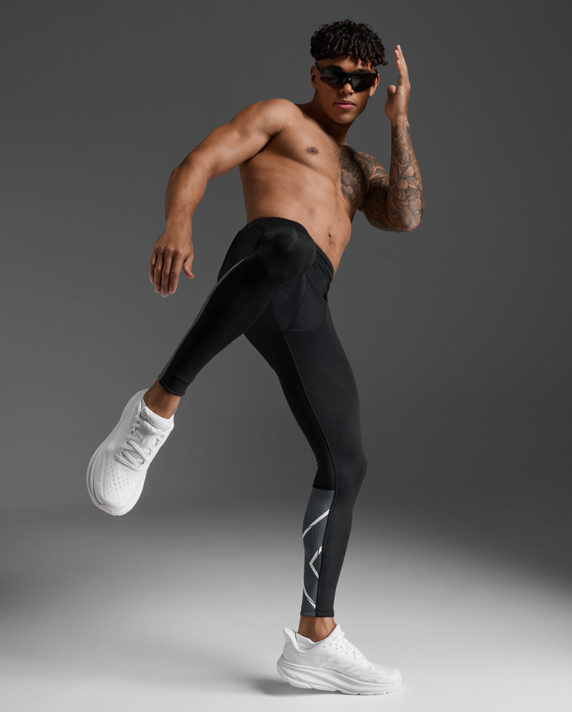 Light Speed React Compression Tights Herre Black/White Reflective