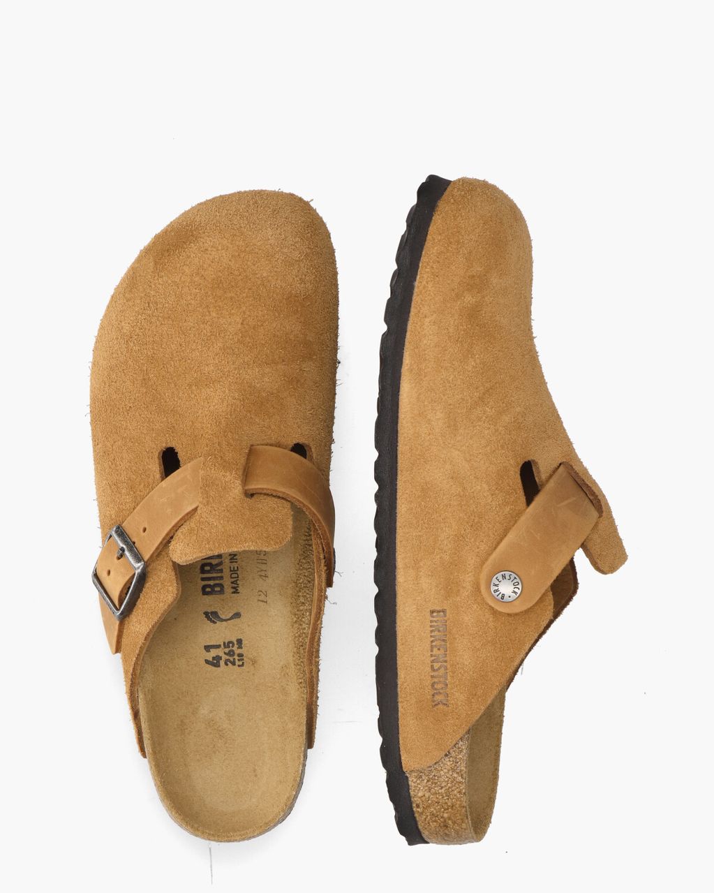 Birkenstock Boston Mixed Leather Cognac Herenslippers