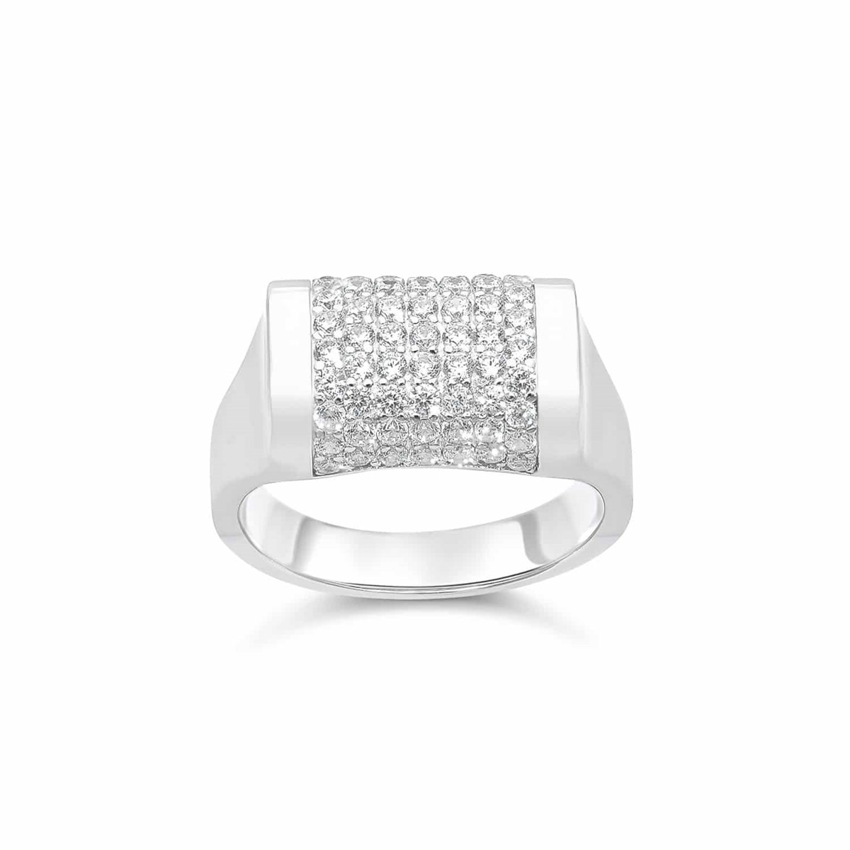 Bague Rouleau Argent Sertie De Zirconium