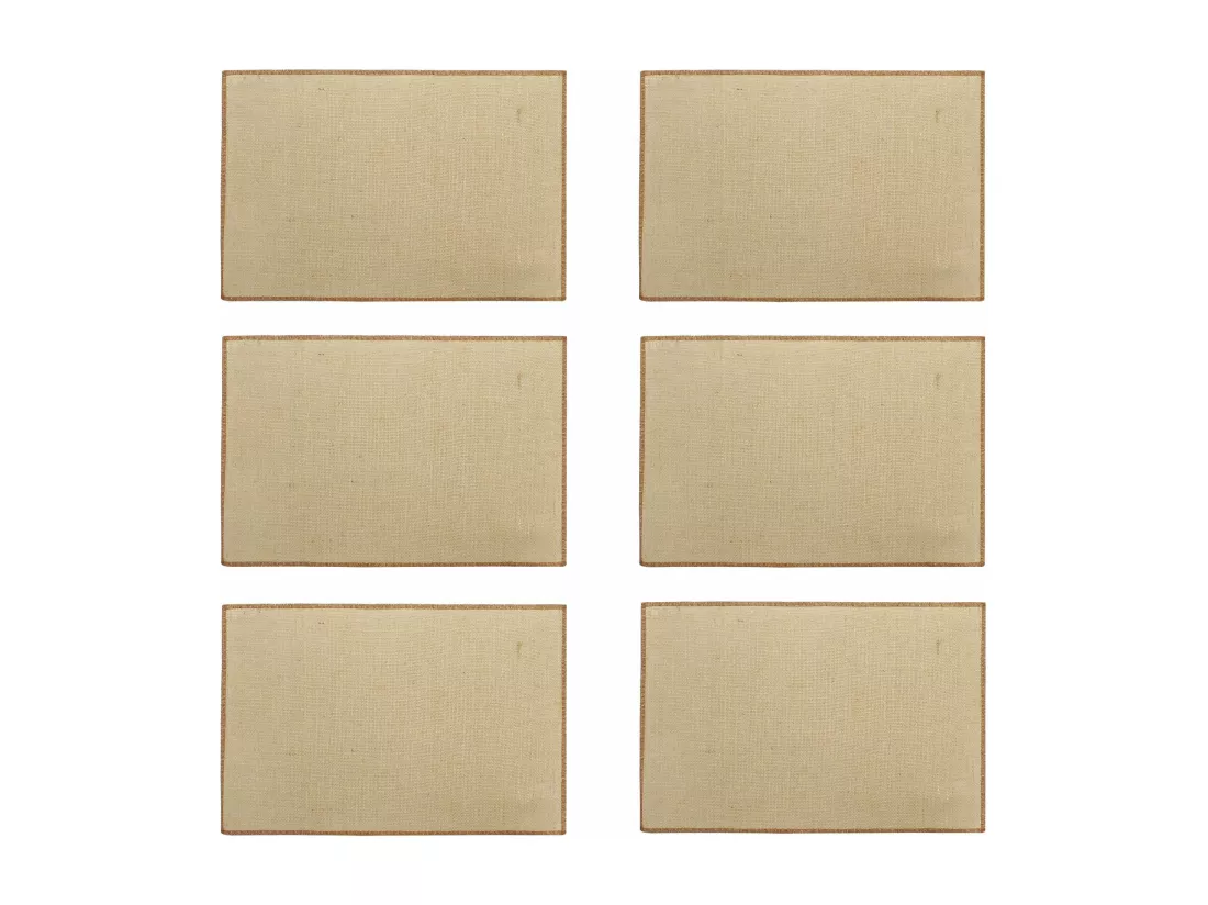 Novastyl - Lot6 Set De Table Ourlet 45x30cm En Jute Naturel Avec Contour Marron
