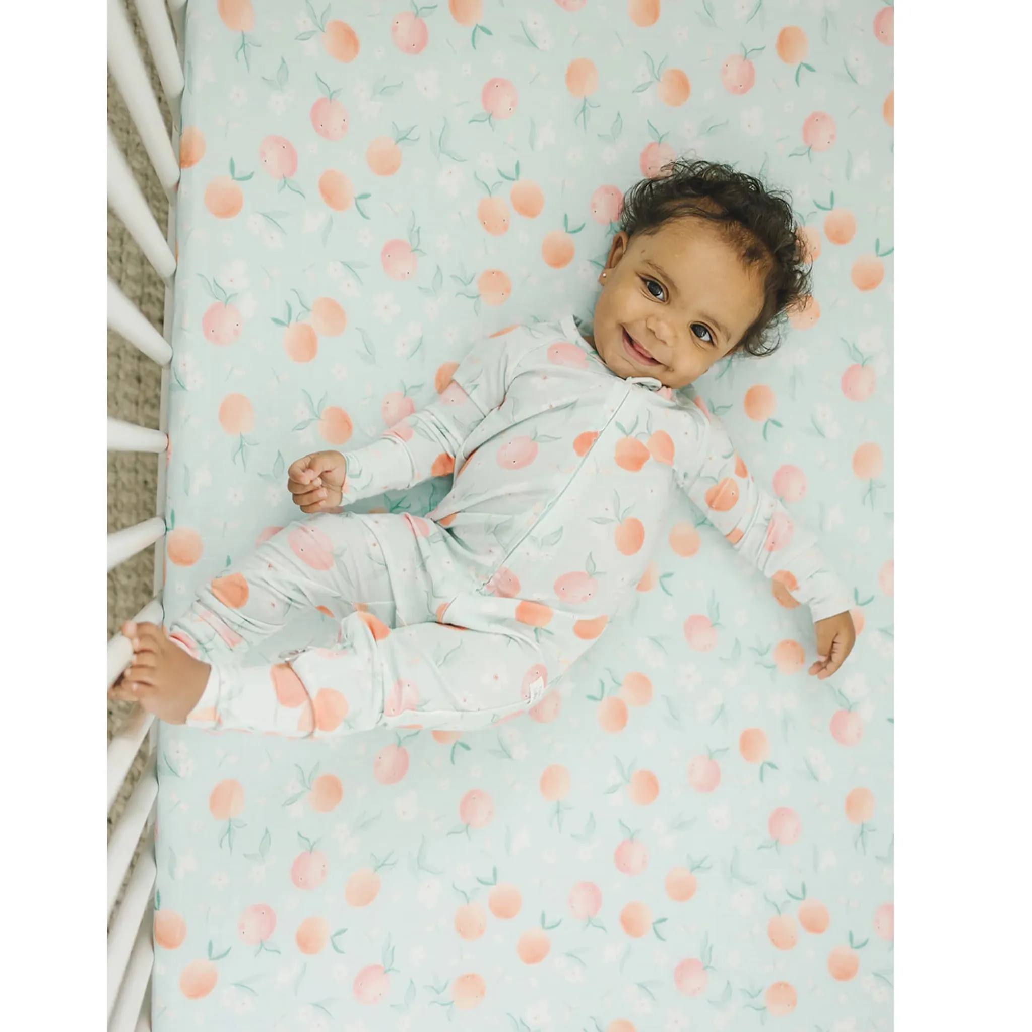Loulou Lollipop Drap Contour pour Lit de Bébé - Mousseline Bambou Pêches