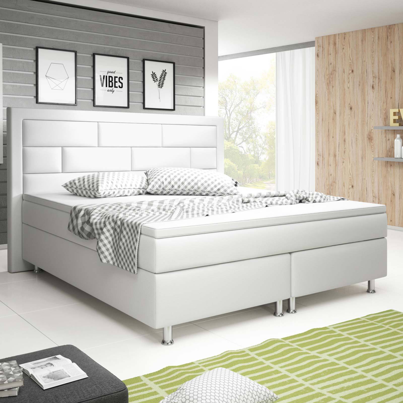 Boxspringbett - weiß - H3 - 180x200 cm