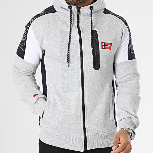 Sweat Zippé Capuche Gris Chiné