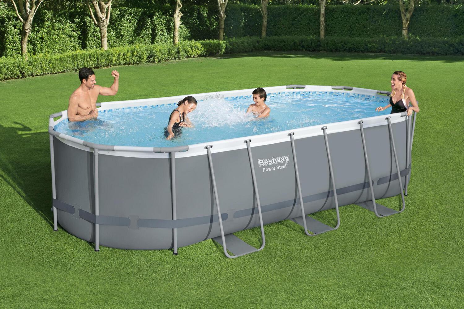 Bestway frame zwembad Power Steel met pomp ovaal 549 x 274 x 122 cm