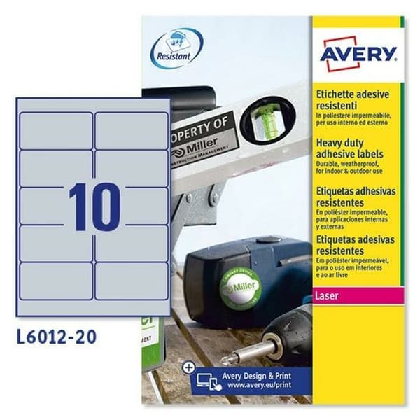Etiketter Avery Sølv 20 Ark 96 x 50,8 mm (5 enheter)