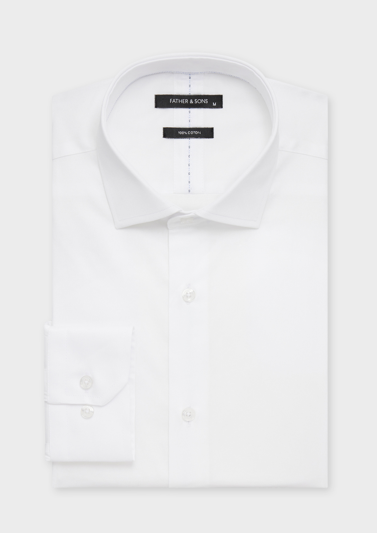 Chemise habillée Slim en satin de coton uni blanc