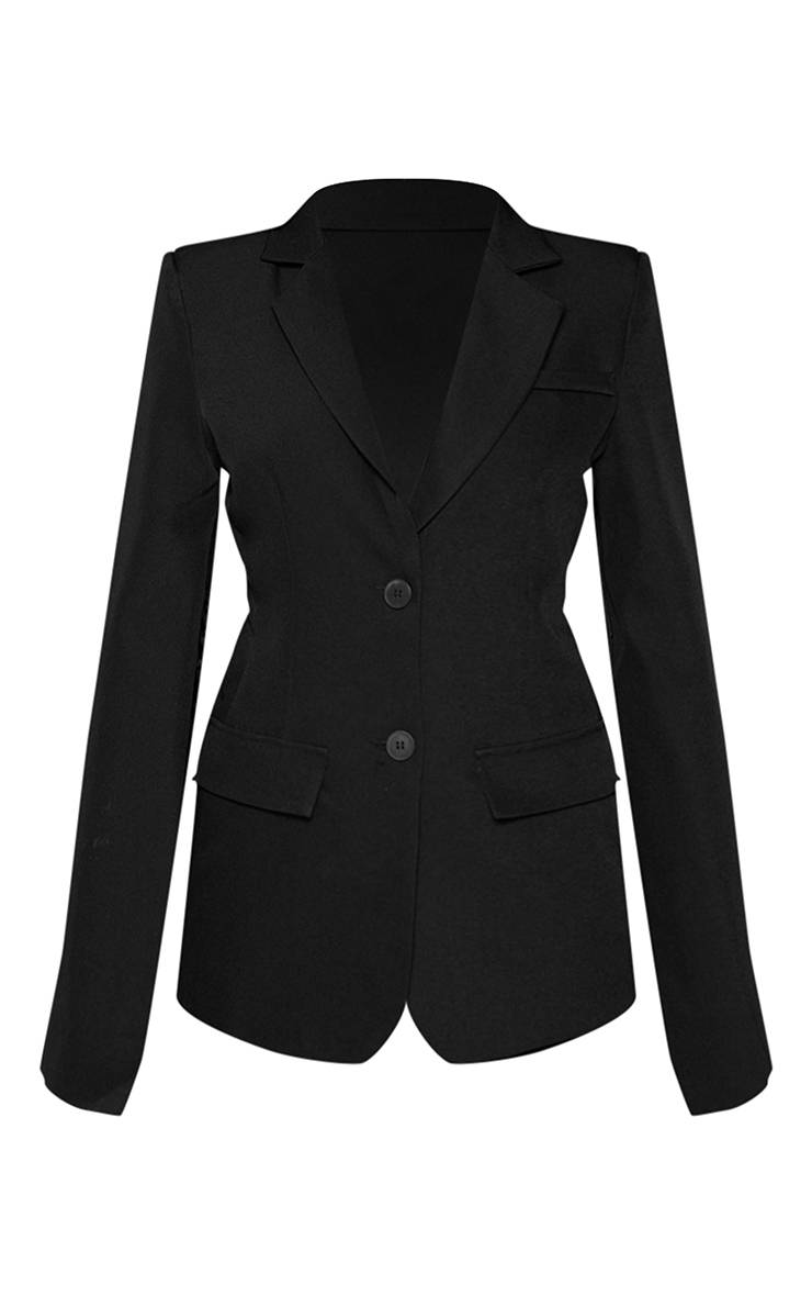 Noir Blazer Taille Cintrée À Manches Cape