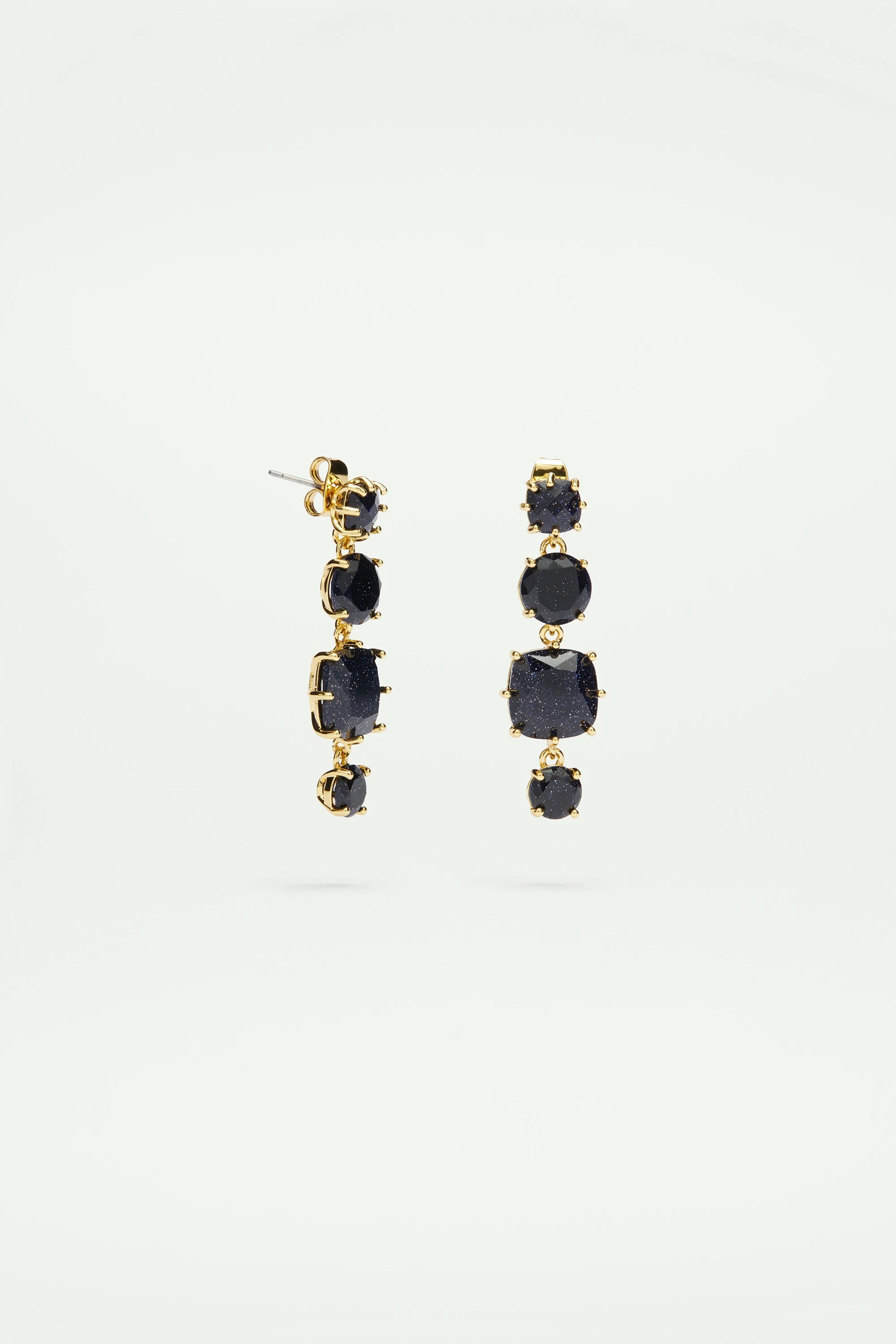 Boucles d'oreilles 4 pierres la diamantine bleu nuit pailleté | Bleu