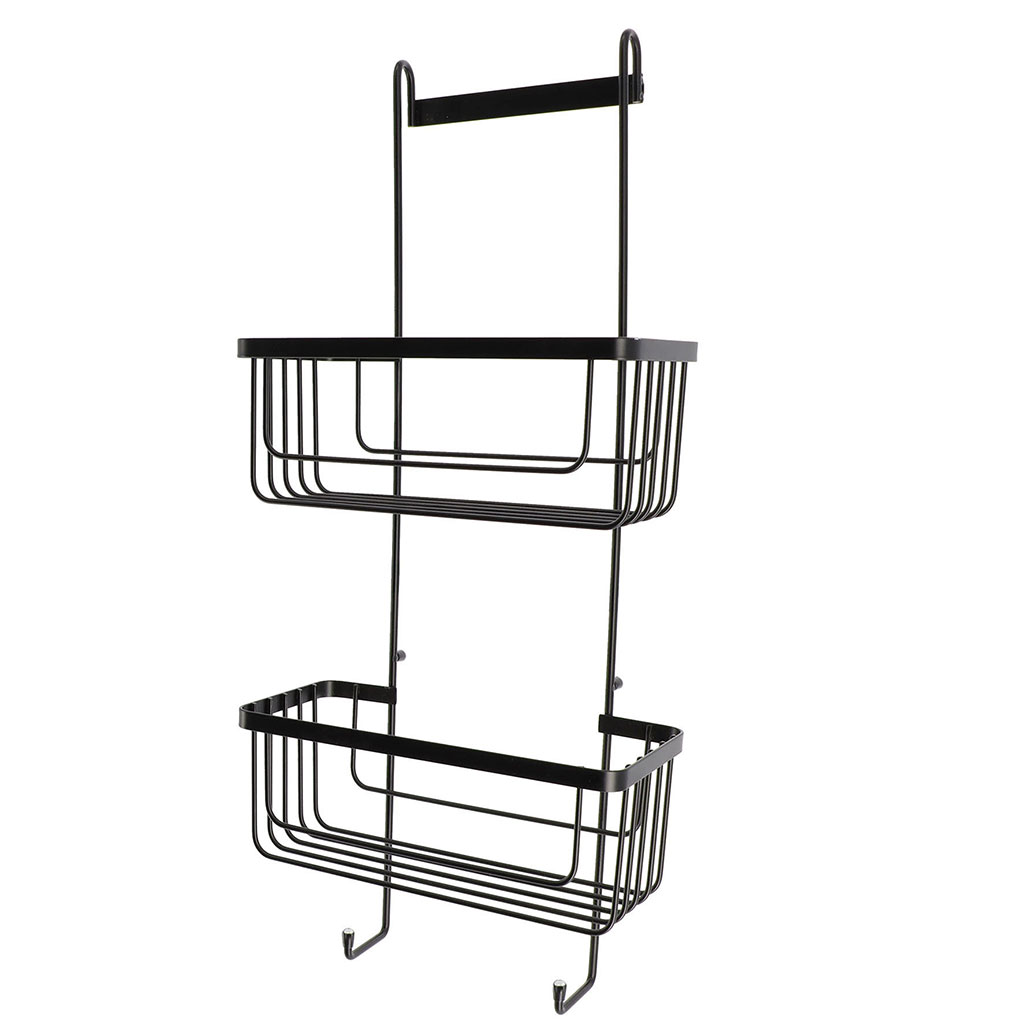Serviteur de douche en métal noir à 2 paniers 25x35.5cm