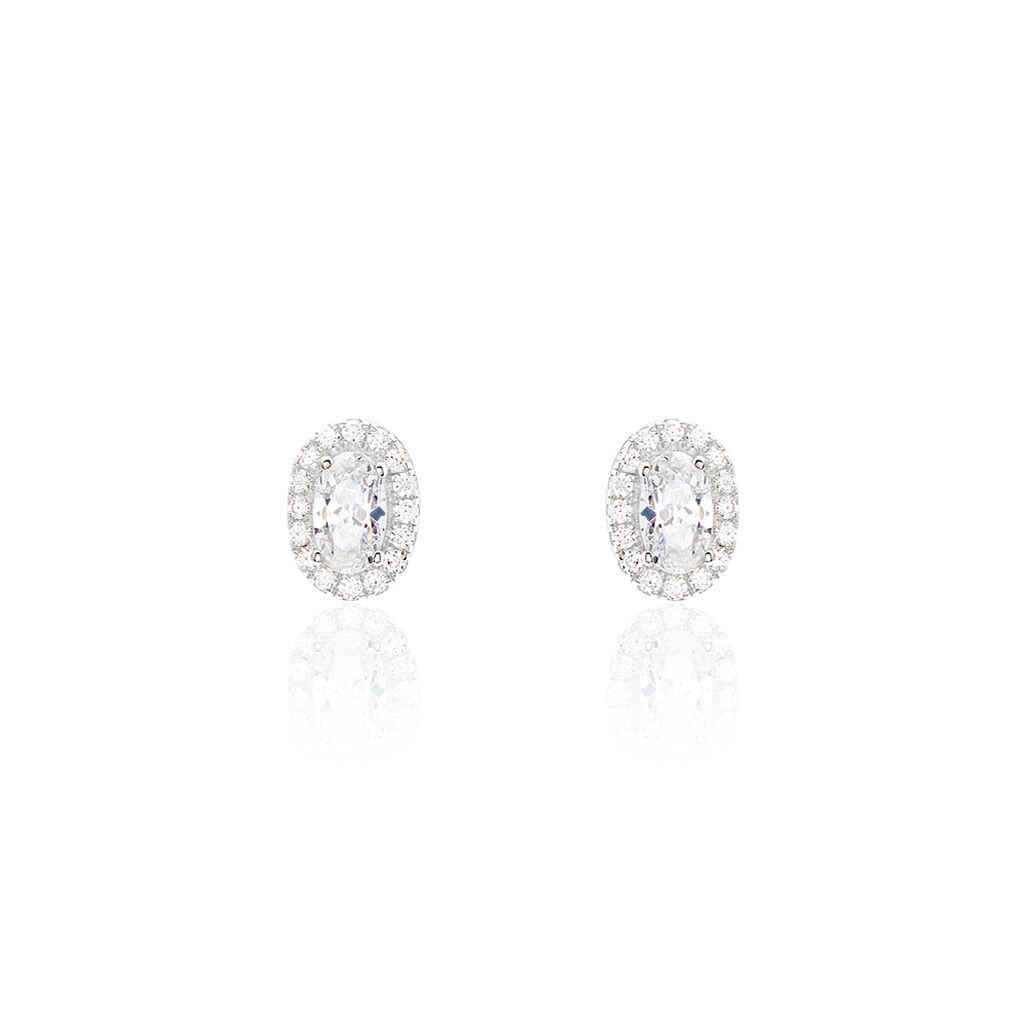 Boucles D'oreilles Puces Albertina Argent Blanc Oxyde De Zirconium
