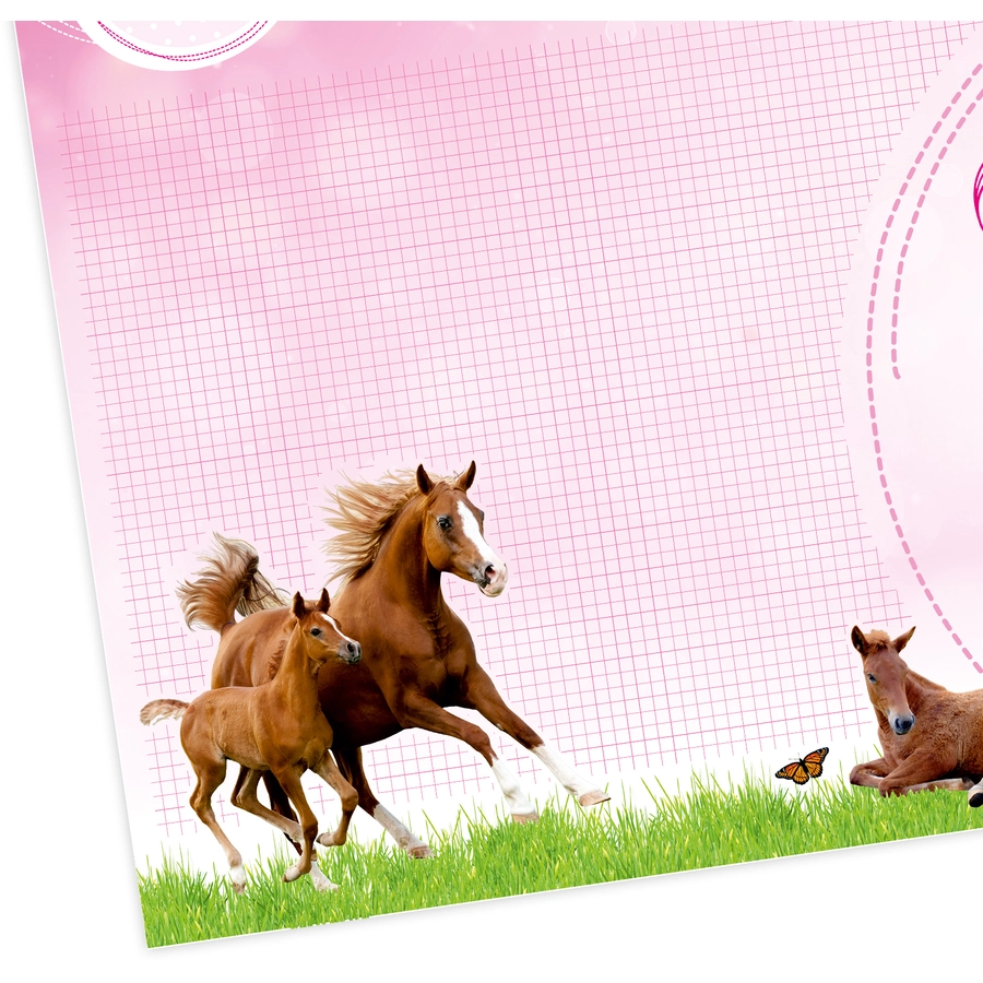 Nikima Papierunterlage A2 Schreibtischunterlage Pferde rosa