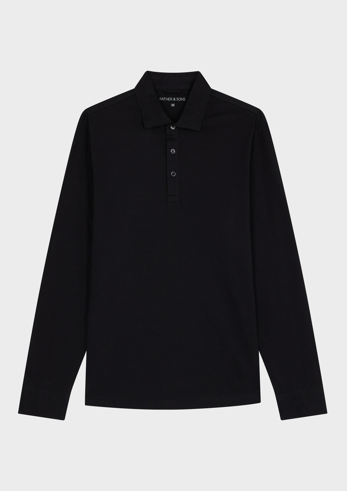 Polo manches longues Slim en coton uni noir