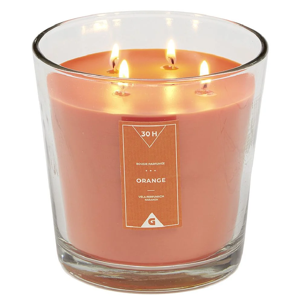 Bougie dans verre orange Ø13,5 cm