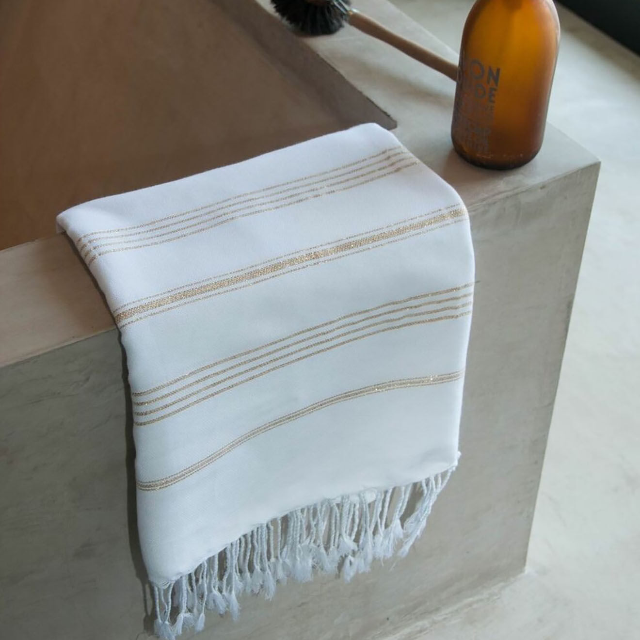 Febronie Fouta Lurex Mykonos blanc/doré - 100x200 cm