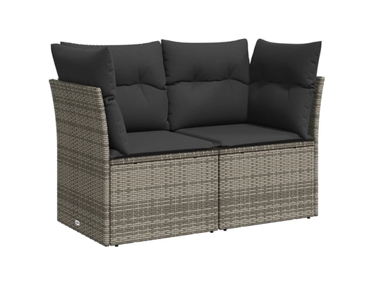 VIDAXL - Canapé de jardin 2 places avec coussins gris résine tressée