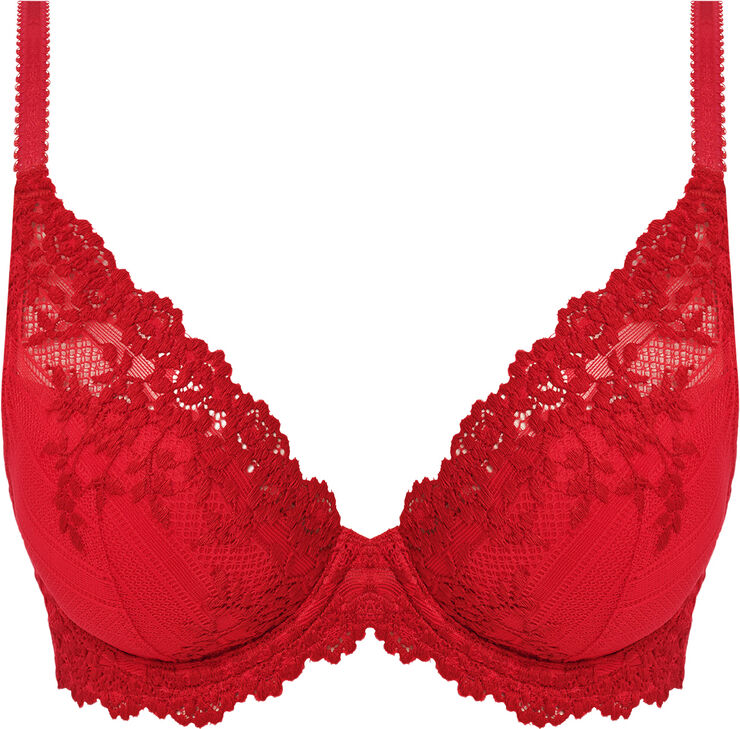 Wacoal EMBRACE LACE PLUNGE UNDERWIRE BRA Equestrian red