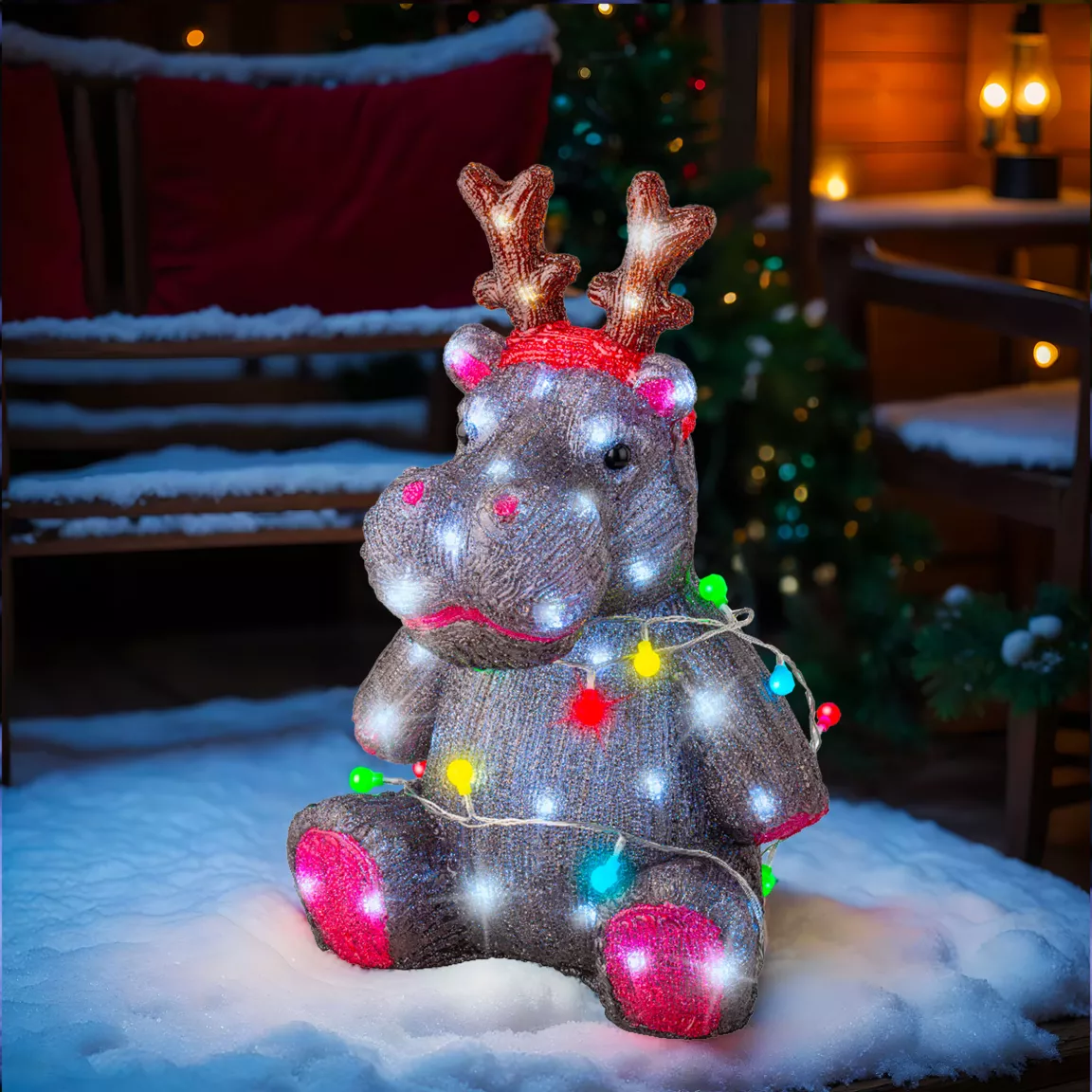 Hippopotame lumineux 70 LED (H45 cm) Baby Alphonse Multicolore