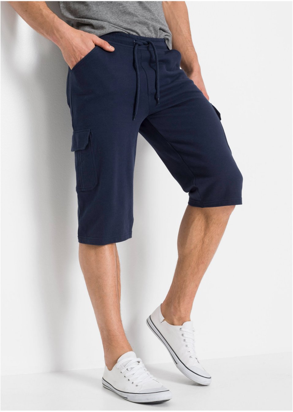 Bermuda sweat long avec poches cargo, Regular Fit