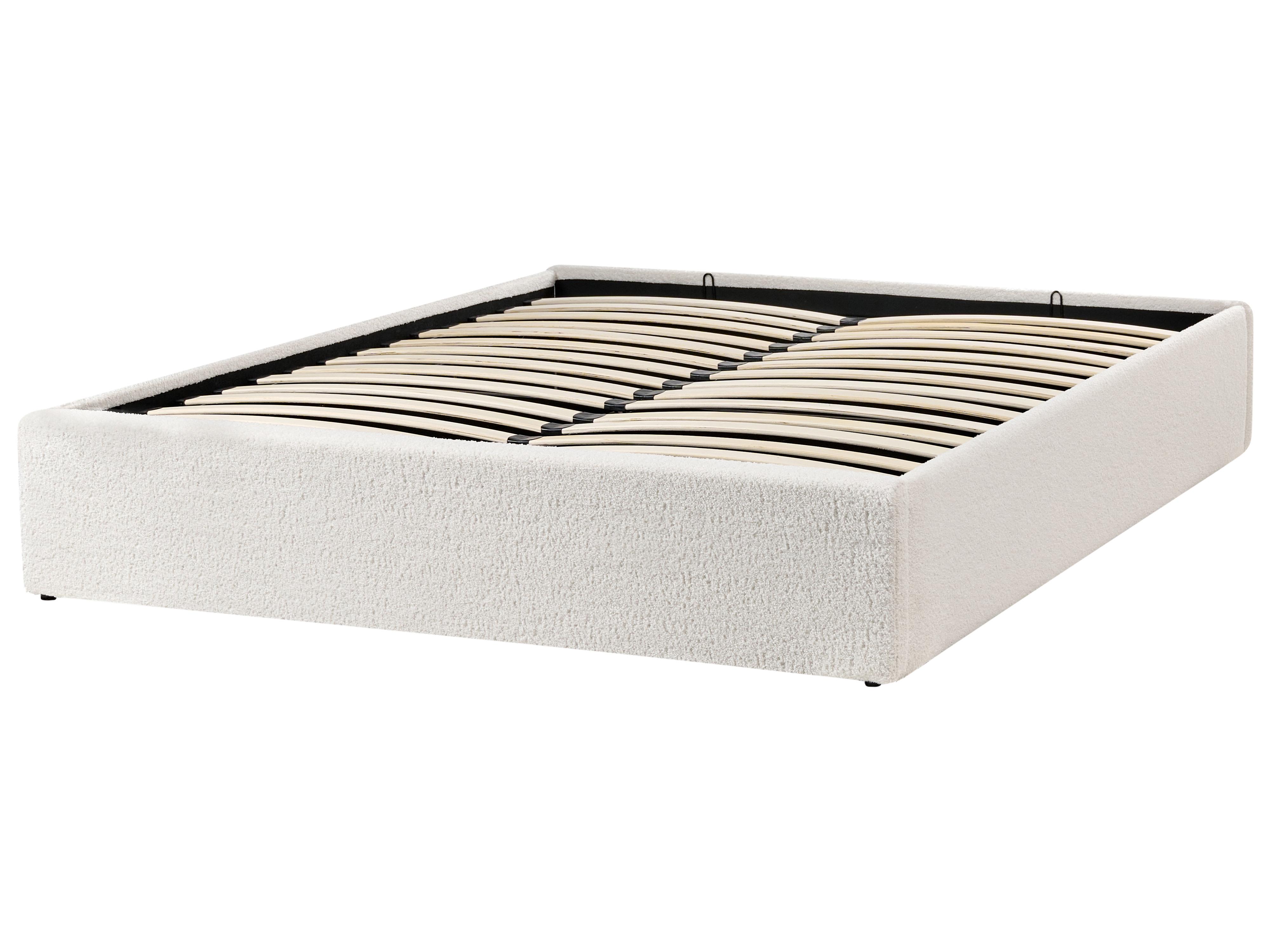 Opbergbed zonder hoofdbord Bouclé DINAN 140 x 200 cm Gebroken wit