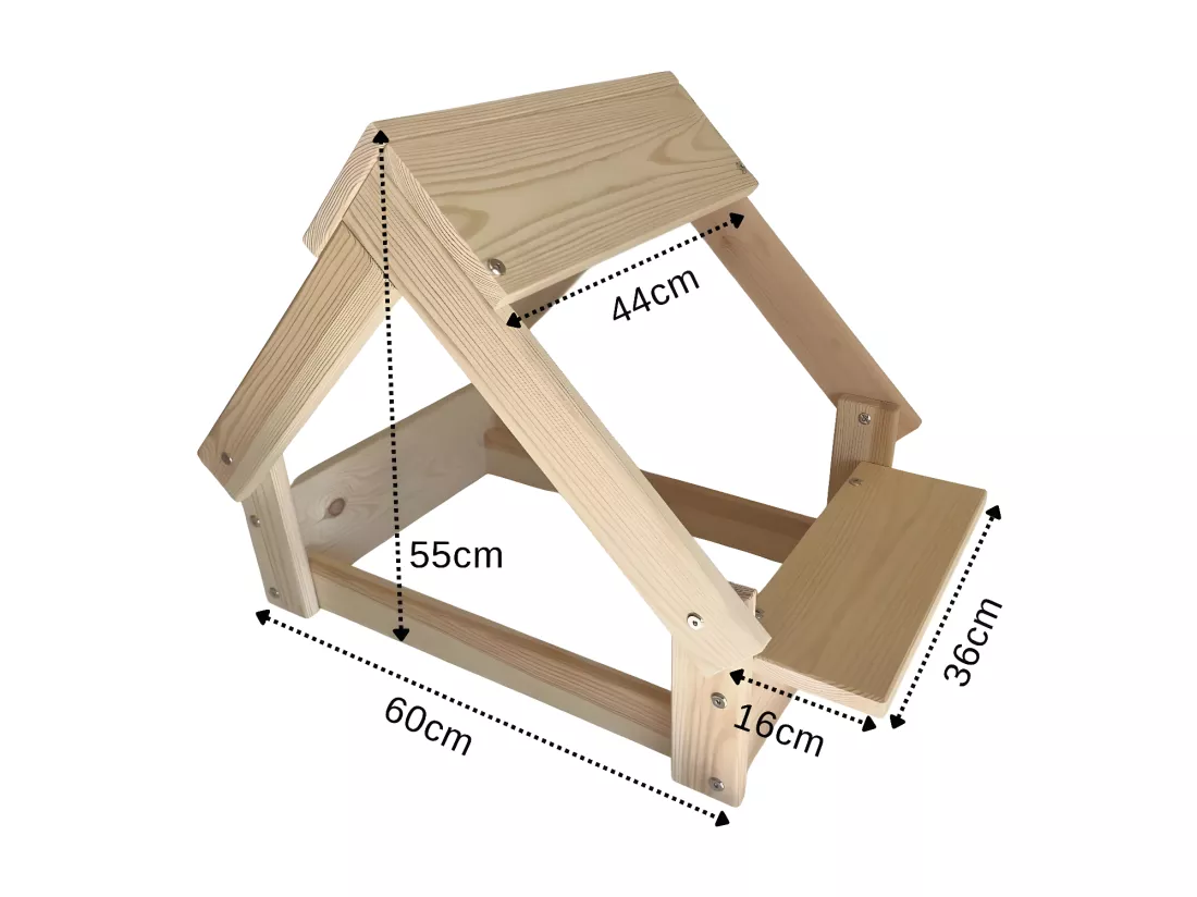 Niche pour chien d'intérieur-extérieur couleur naturelle - Lit avec cadre en bois naturel FSC