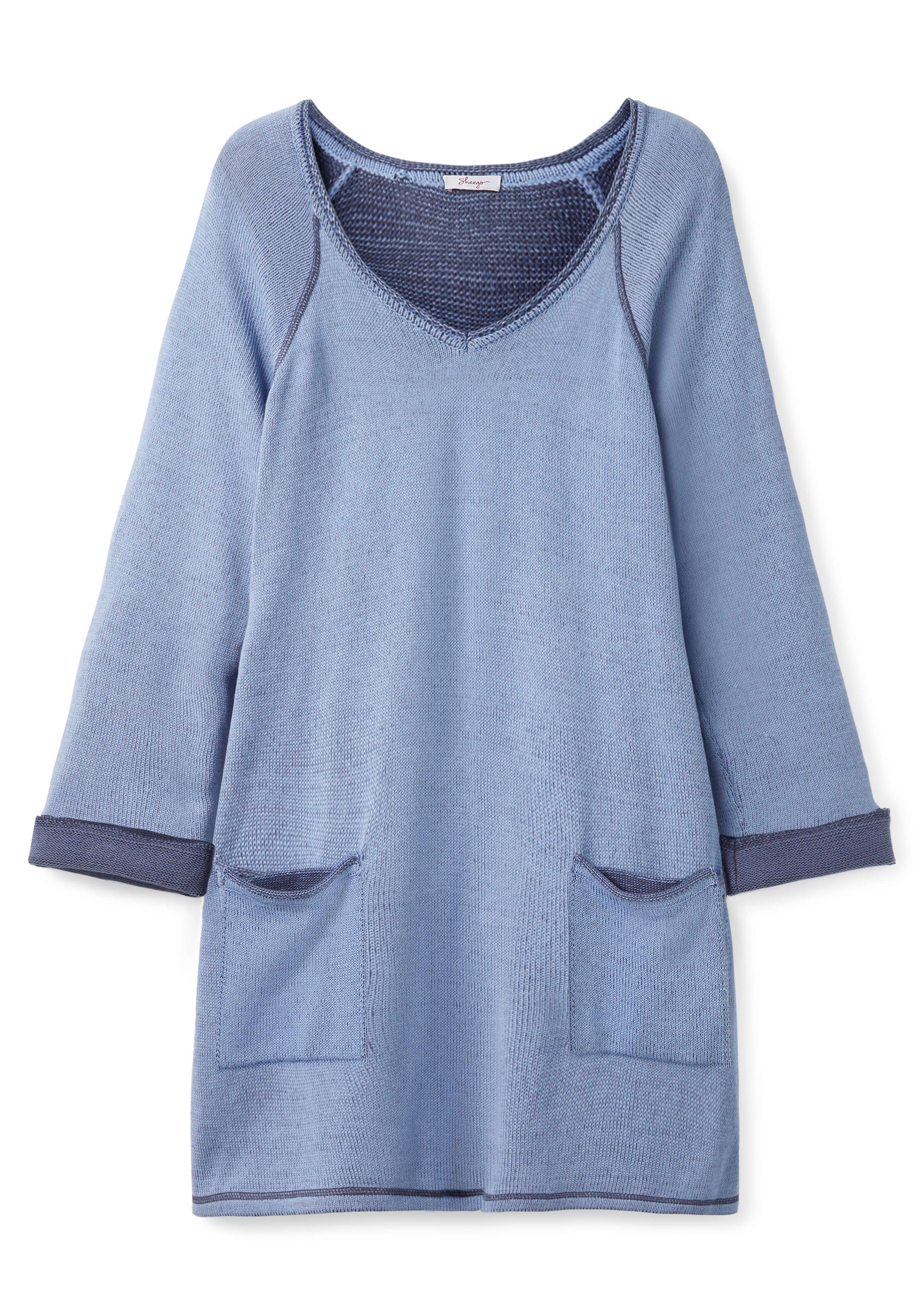 Longpullover mit V-Ausschnitt und Taschen vorn